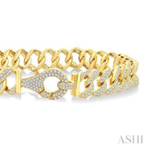 3 Ctw Round Cut Diamond Cuban Link Bracelet in 14K Yellow Gold